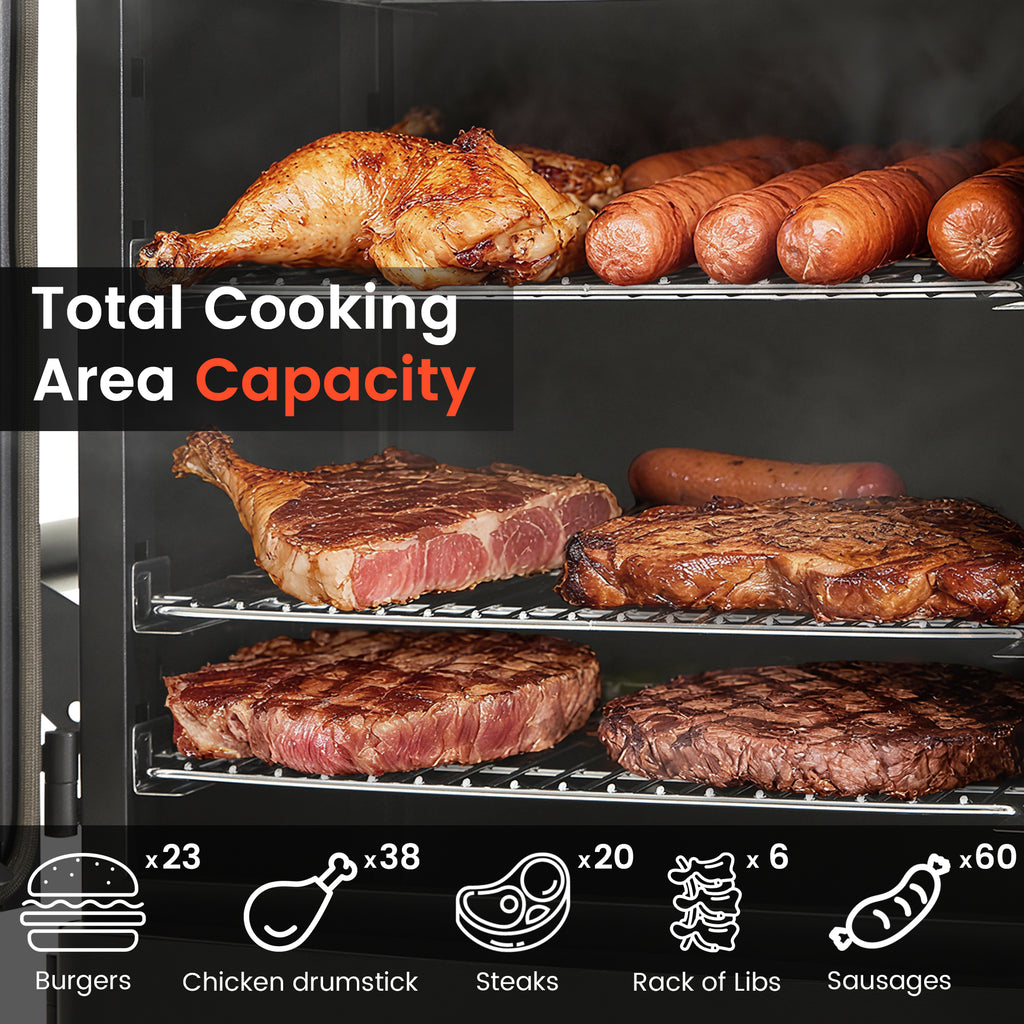 Maison Huis Vertical Propane Gas Smoker with Cover, 4 Removable Racks, Adjustable Temperature Control, Outdoor BBQ Smoker