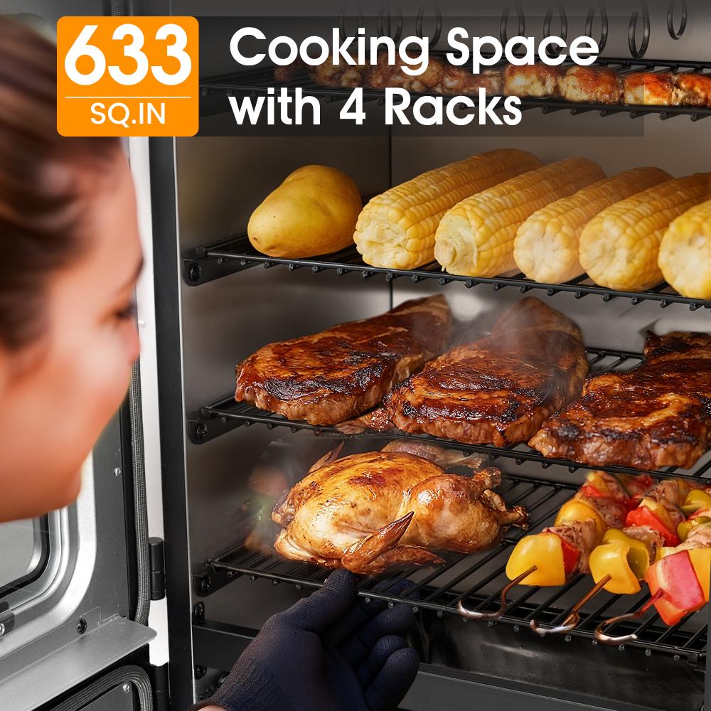 Maison Huis 40" Vertical Electric Smoker Grill, 633 Sq. In. Cooking Space, 4 Removable Racks & Meat Probe